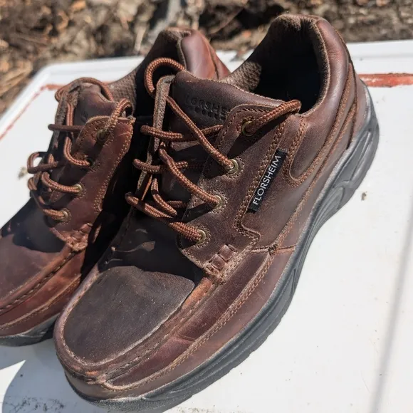 Vtg Florsheim Steel Toe Loafers Brown Leather Men's Shoes 12EEE Canoe Moc Toe Ox