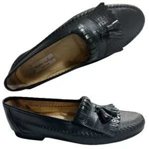 VTG Giorgio Made In Italy Mens Sz 9 Black Leather Loafers Slip On Dress Shoes
