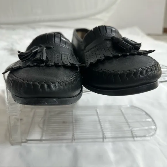 VTG Giorgio Made In Italy Mens Sz 9 Black Leather Loafers Slip On Dress Shoes