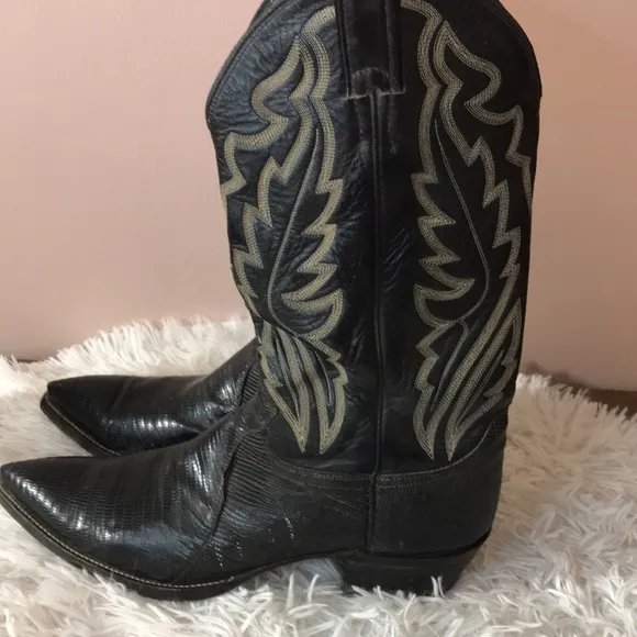 VTG Justin Black Teju Lizard Western Boot #8310