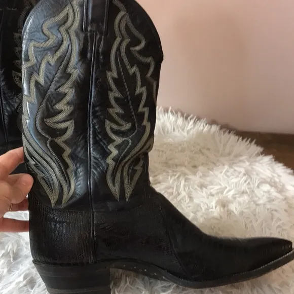 VTG Justin Black Teju Lizard Western Boot #8310