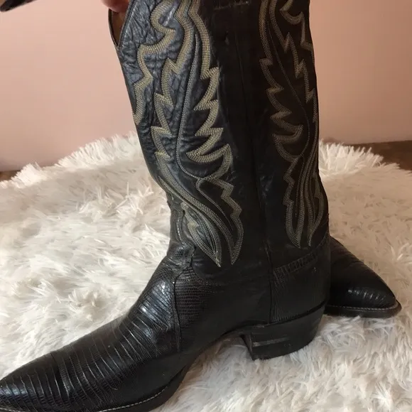 VTG Justin Black Teju Lizard Western Boot #8310