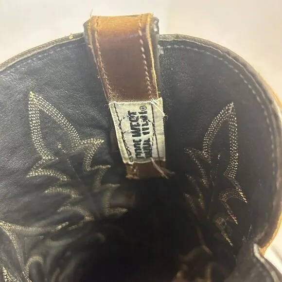 VTG Men's Code West Western Boots Honey Brown Size 8.5- M All Leather Made 🇺🇸