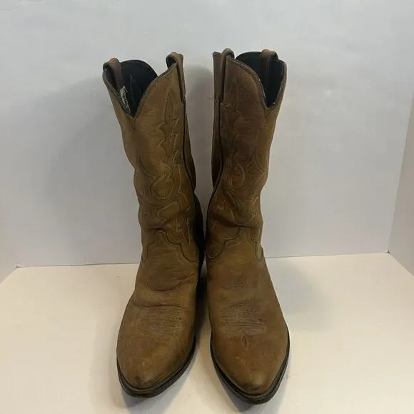 VTG Men's Code West Western Boots Honey Brown Size 8.5- M All Leather Made 🇺🇸
