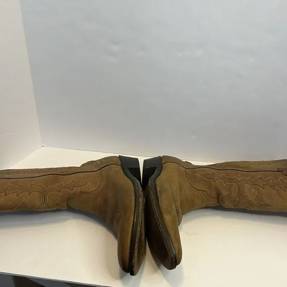 VTG Men's Code West Western Boots Honey Brown Size 8.5- M All Leather Made 🇺🇸