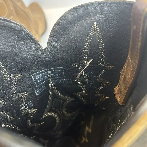 VTG Men's Code West Western Boots Honey Brown Size 8.5- M All Leather Made 🇺🇸