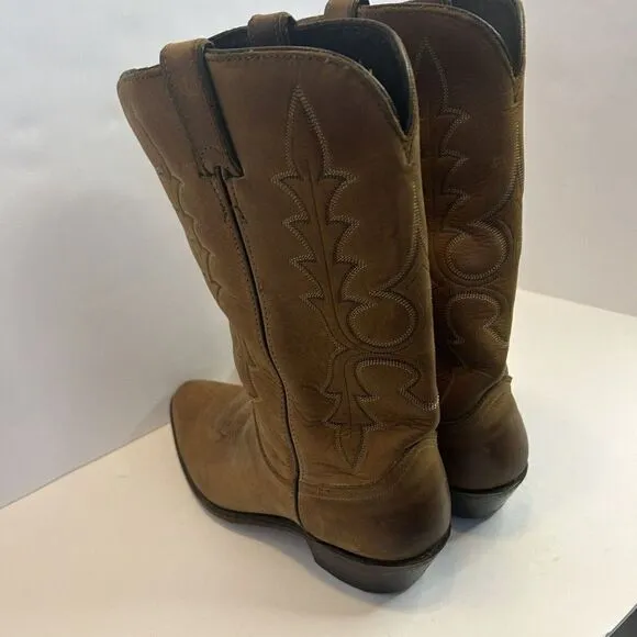 VTG Men's Code West Western Boots Honey Brown Size 8.5- M All Leather Made 🇺🇸