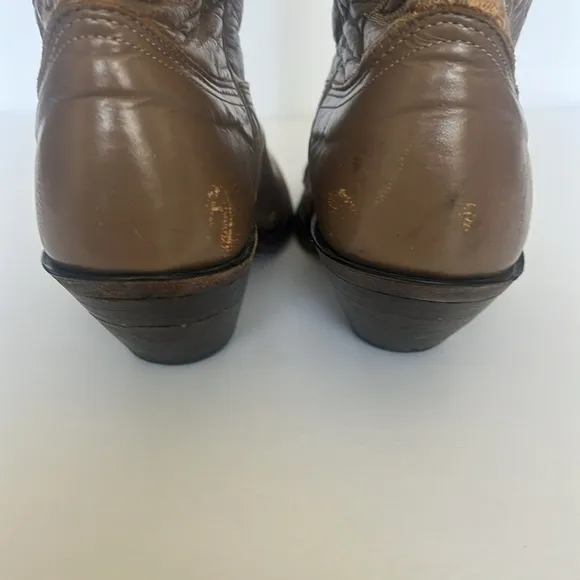 VTG Nocona Boots Mens Brown Leather‎ Western Cowboy Boots Pull On Size 7.5B ⬇️