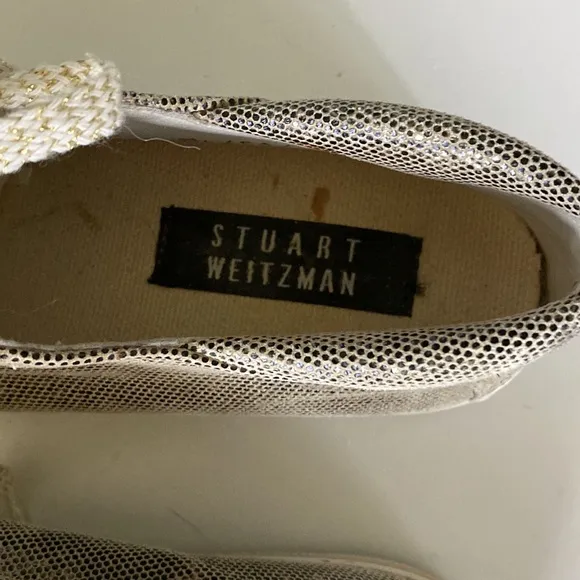Vtg Stuart Weitzman Faux Animal Gold Flecked Lace-Up Sneakers