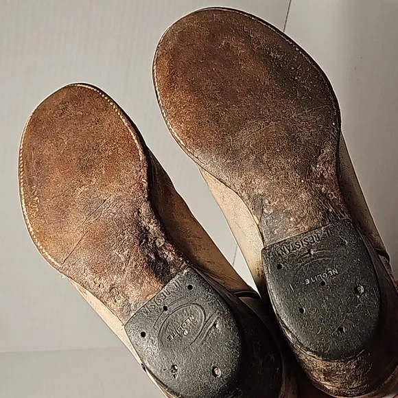 VTG Tony Lama Cowboy Boots 6520 Western Rodeo Brown Tan Leather Gold Label 7.5 D