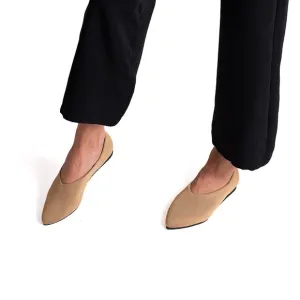 WAPS Women Camel Mustard Yellow Slip-On Flats, Cushioned Lightweight Flats,Size9
