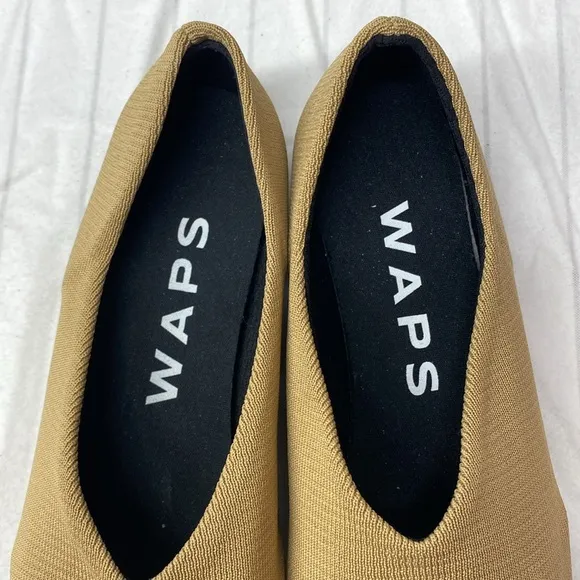 WAPS Women Camel Mustard Yellow Slip-On Flats, Cushioned Lightweight Flats,Size9
