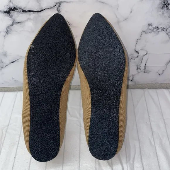WAPS Women Camel Mustard Yellow Slip-On Flats, Cushioned Lightweight Flats,Size9
