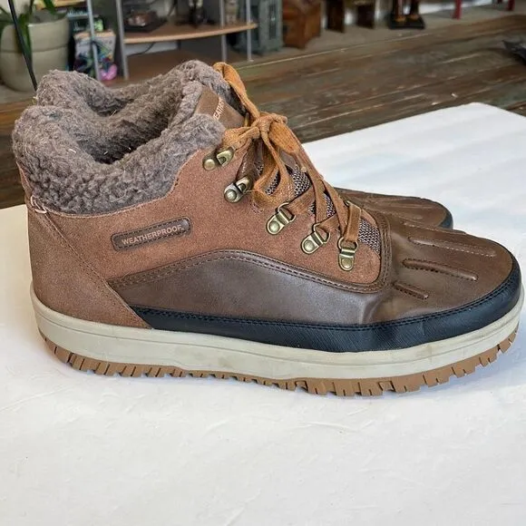Weatherproof Men's Brown Lace-Up Landon Memory Foam Suede Sneaker Shoes Size 11