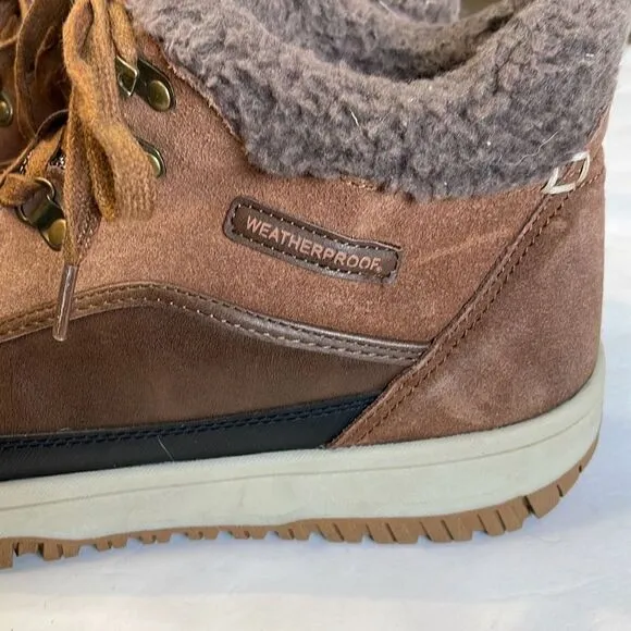 Weatherproof Men's Brown Lace-Up Landon Memory Foam Suede Sneaker Shoes Size 11