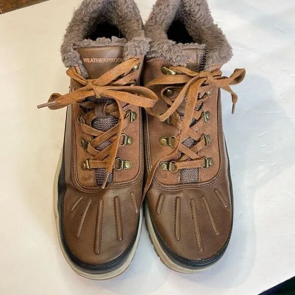 Weatherproof Men's Brown Lace-Up Landon Memory Foam Suede Sneaker Shoes Size 11