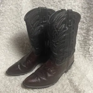 Western men’s cowboy boots dark cherry red &amp;black  Made in USA SZ12