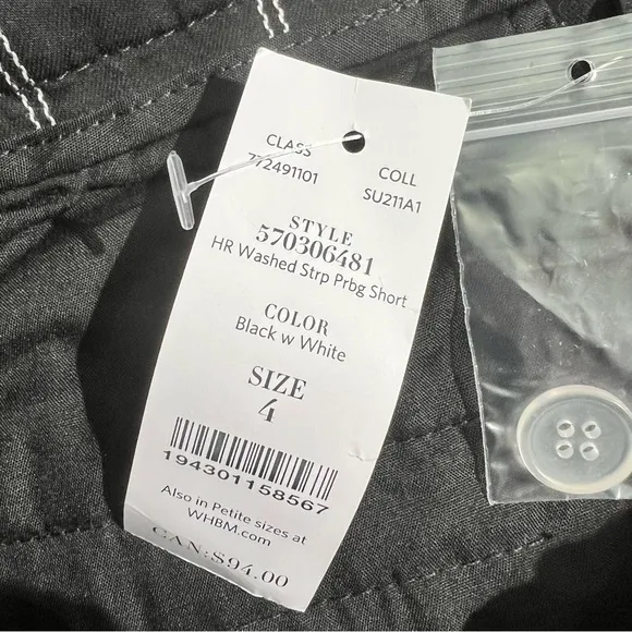 WHBM The 5” Short Striped Belted High-Rise Shorts – Size 4 (NWT)