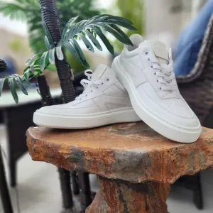 White Minimalist Leather Sneakers