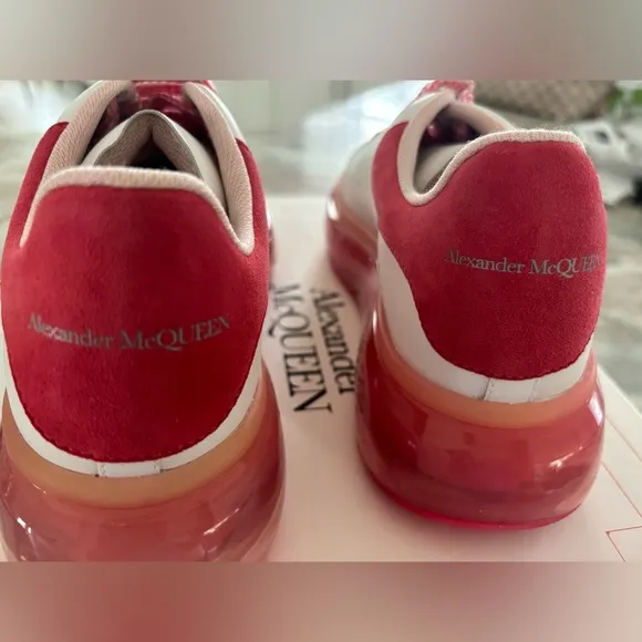 White with Fucsia sole Alexander McQueen Larry Sneakers. Brand new with box.