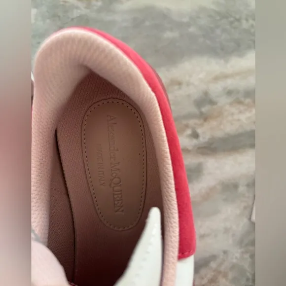 White with Fucsia sole Alexander McQueen Larry Sneakers. Brand new with box.