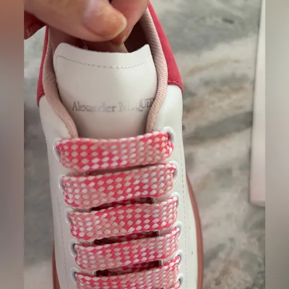 White with Fucsia sole Alexander McQueen Larry Sneakers. Brand new with box.