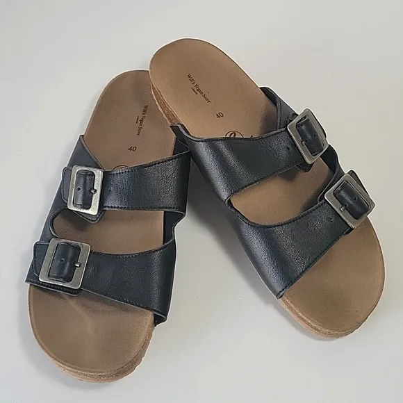 Willi's Vegan store London  two strap footbed leather sandals women's size 40