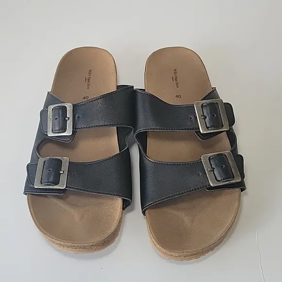 Willi's Vegan store London  two strap footbed leather sandals women's size 40