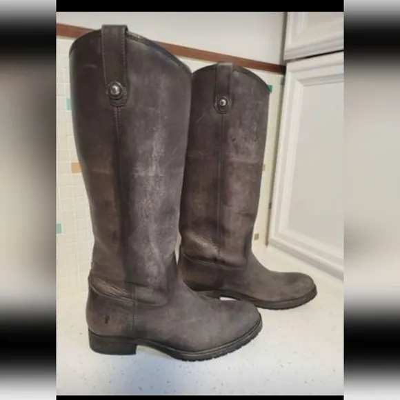 Women frye pull on tall boot smoke gray 8.5 B