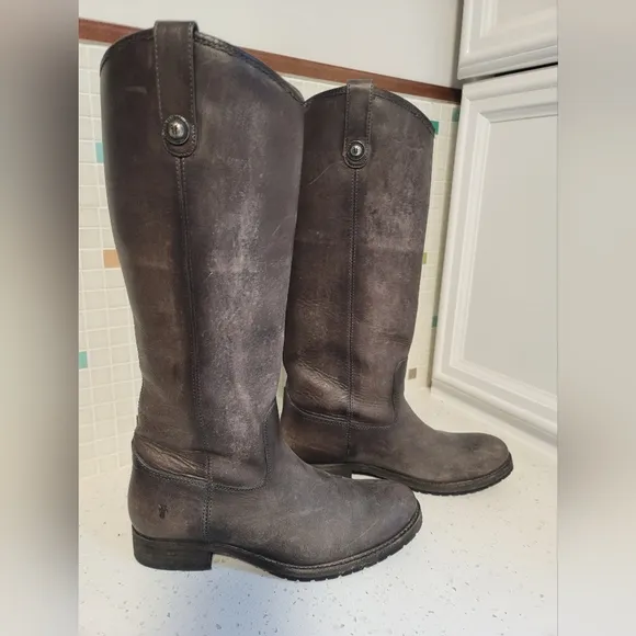 Women frye pull on tall boot smoke gray 8.5 B