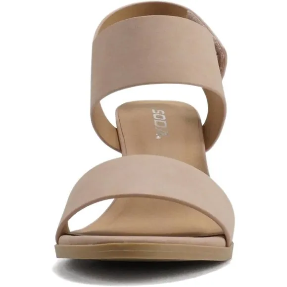 Women Open Round Toe Chunky Heel Ankle Strap High Heel Dress Dusty Mauve Sandals