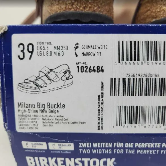 Women's 39 (US 8) Narrow fit Birkenstock Milano Big Buckle sandals New Beige