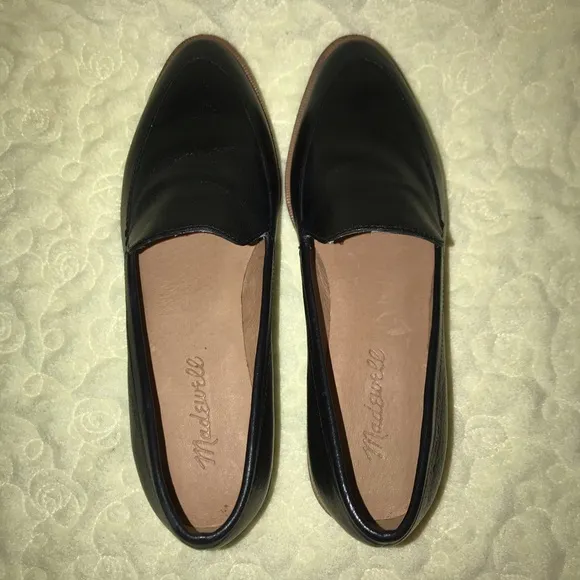 Women’s 6 MADEWELL The Frances Black Leather Loafers Shoes Business Casual NEW