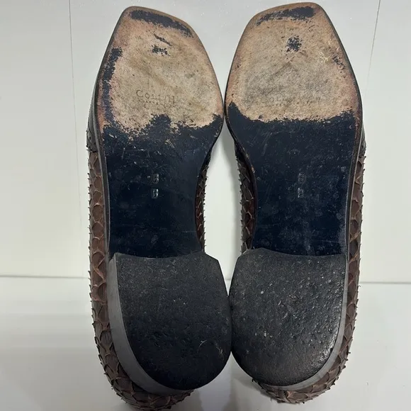 Women’s 8 vintage python loafers Italian ladies square toe penny loafer New