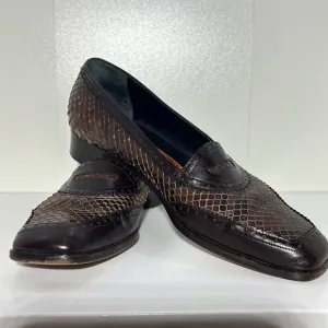 Women’s 8 vintage python loafers Italian ladies square toe penny loafer New
