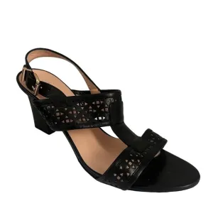 Womens AQUATALIA Black Leather Buckles Ankle Strap Heels Sandals Size 10 M