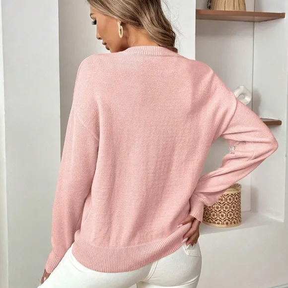 Women's Autumn/Winter Casual Soft Pearl Embellished Sweater