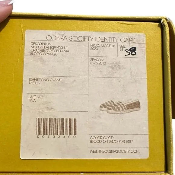 Women's Cobra Society Molly Lazer Cut Tapestry Espadrille Flats Size 38 (8) NIB