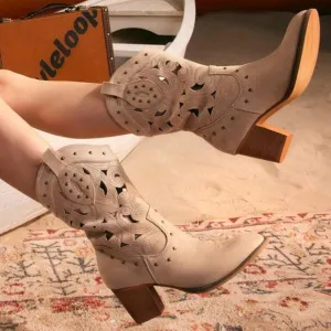 Women's Fashionable Mid-Calf Boots Suitable For Vacation
