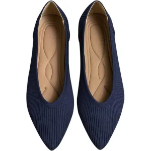 Women's Flats Shoes Navy Toe Knit Ballet Comfortable Dressy Slip On Flat
