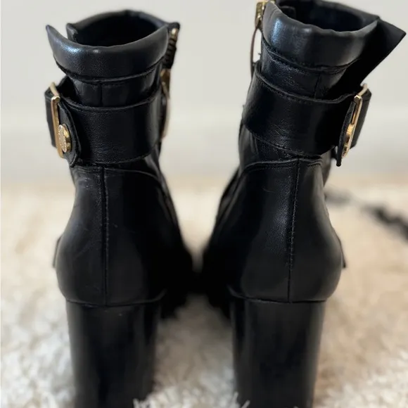 Women’s Kurt Geiger Black Soft Leather Ankle Boots w/ Buckles Size 37/6.5