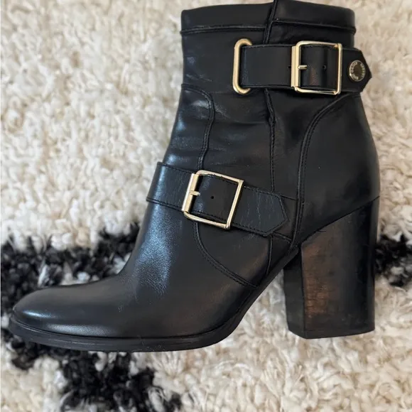 Women’s Kurt Geiger Black Soft Leather Ankle Boots w/ Buckles Size 37/6.5