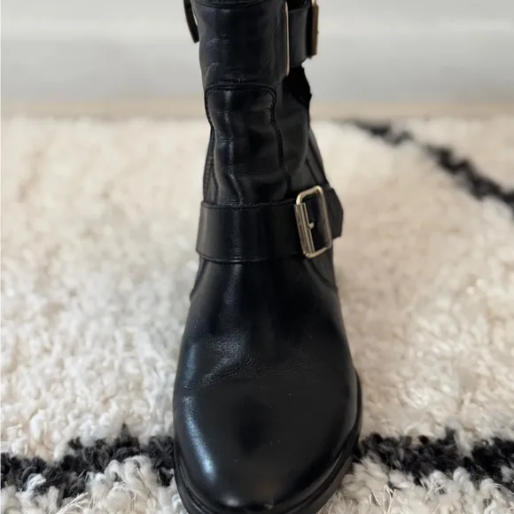 Women’s Kurt Geiger Black Soft Leather Ankle Boots w/ Buckles Size 37/6.5