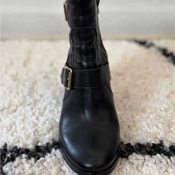 Women’s Kurt Geiger Black Soft Leather Ankle Boots w/ Buckles Size 37/6.5