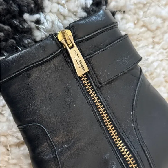Women’s Kurt Geiger Black Soft Leather Ankle Boots w/ Buckles Size 37/6.5