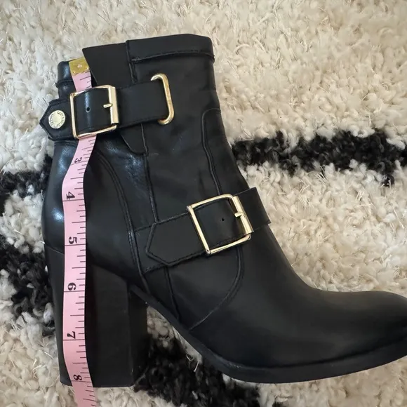 Women’s Kurt Geiger Black Soft Leather Ankle Boots w/ Buckles Size 37/6.5