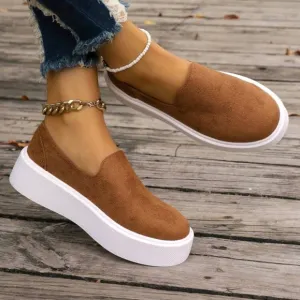 Women's Loafers 2024 New Casual Round Toe Flat Slip-On Low Cut Soft Bottom Soft