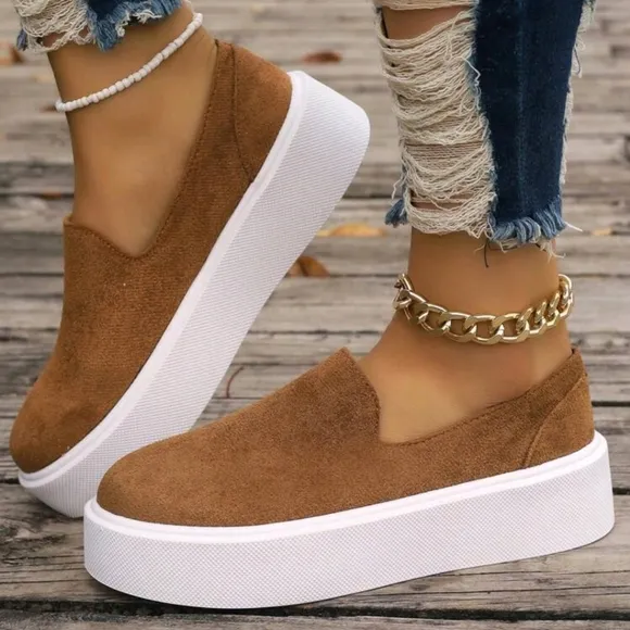 Women's Loafers 2024 New Casual Round Toe Flat Slip-On Low Cut Soft Bottom Soft