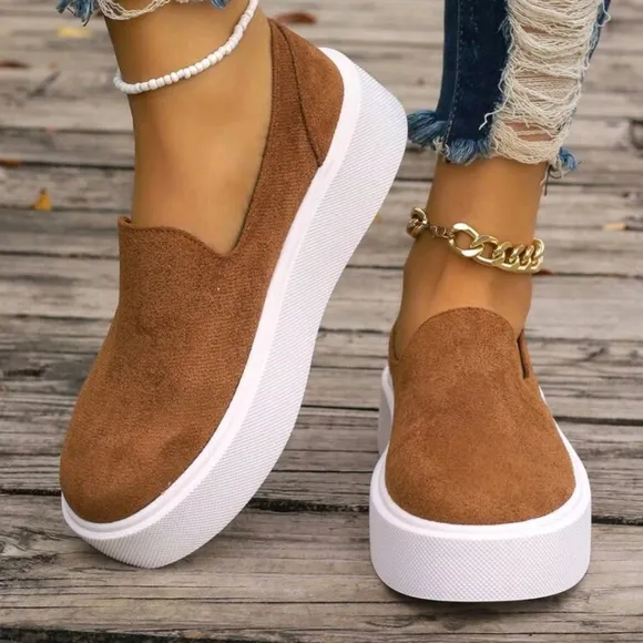 Women's Loafers 2024 New Casual Round Toe Flat Slip-On Low Cut Soft Bottom Soft