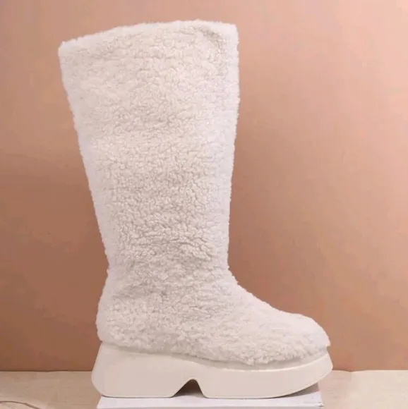 Women's Simple Solid Color Plush Mid-Calf Boots